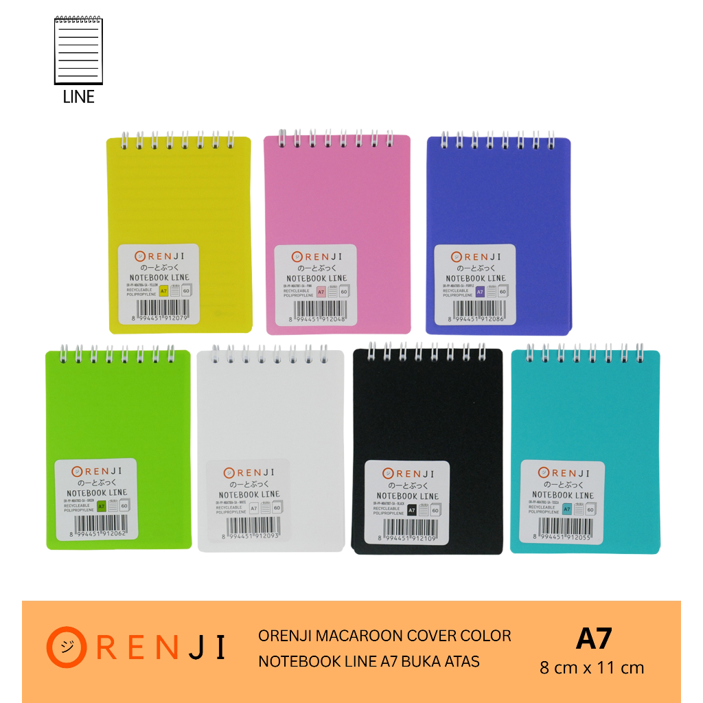 

Orenji Macaroon Cover Color - Line Notebook A7 Buka Atas- Ukuran 8cm x 11cm - Mencatat Tugas, Catatan Penting - Kertas Berkualitas