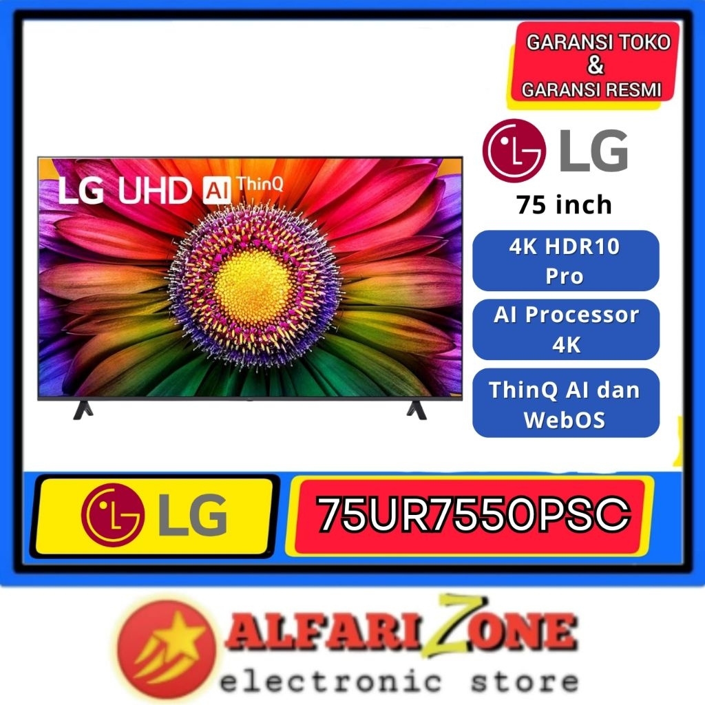 Smart tv LG 4K UHD LG 75UR7550 75 inch 75UR7550PSA 75UR75 LG TV 75"