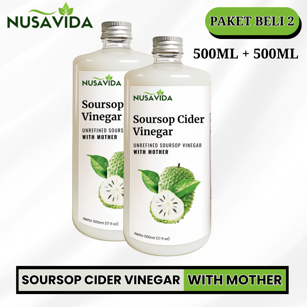 

Nusavida Cuka Sirsak With Mother Original 1000 ML (Paket 2 Botol)