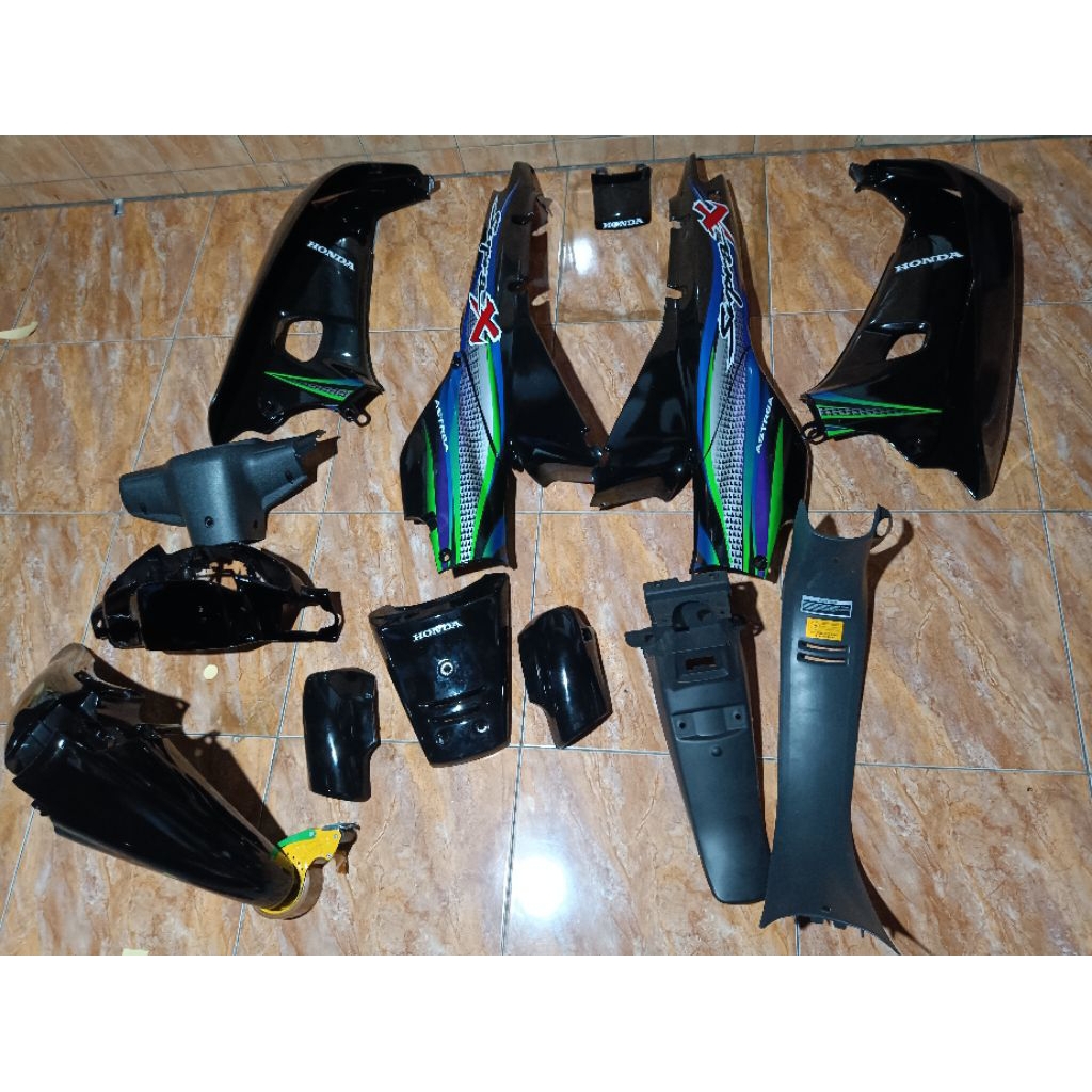 fullset body Supra x lama hitam hijau body set Supra x lama cakram