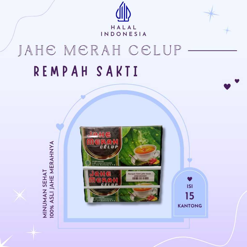

Jahe Merah Celup Rempah Sakti - Minuman Sehat 100% Asli Jahe Merah (15 Kantong @ 3g)