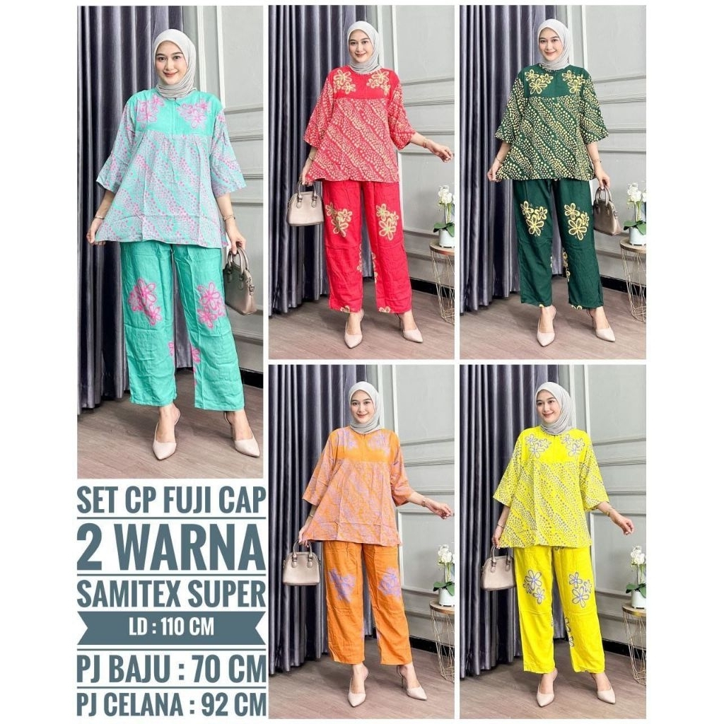 Baju batik setelan wanita one set batik pekalongan rayon adem