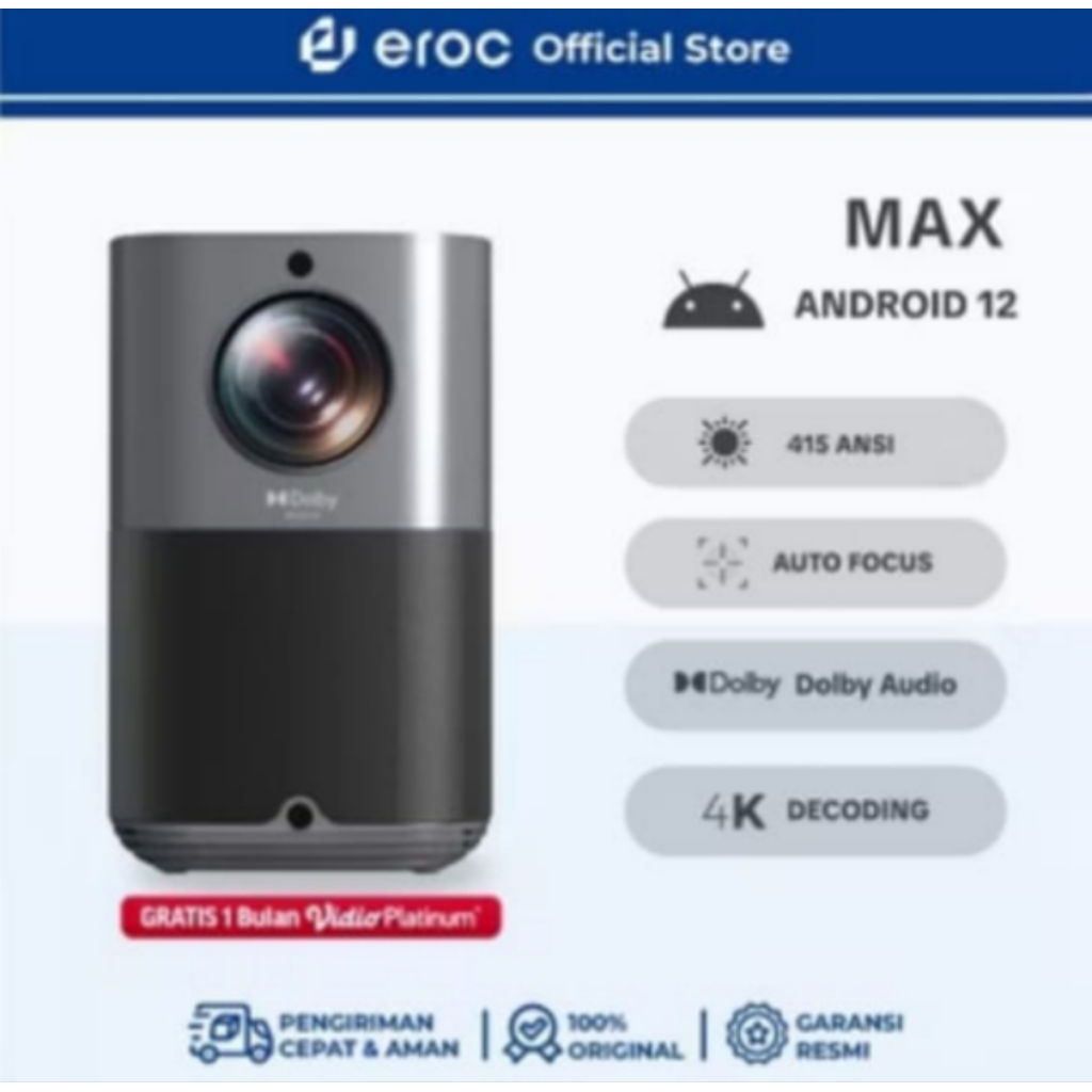 Proyektor Eroc Android 12 Dolby