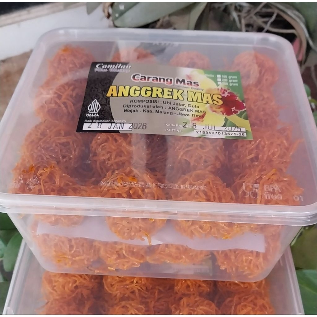 

Carangmas Anggrekmas isi 32 terbuat ubi jalar dan gula merahgʻv