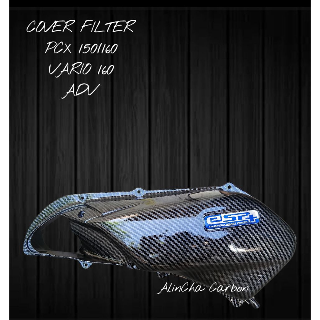 COVER TUTUP FILTER PCX 160 CARBON GLOSY tutup filter PCX 160 carbon / tutup filter stylo 160
