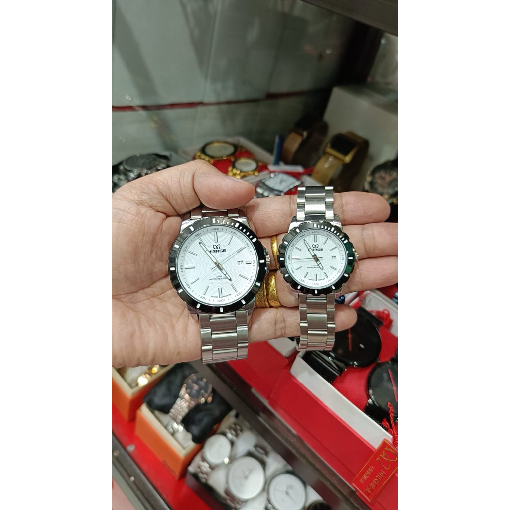 Jam Tangan Mirage Couple Jam Pria Wanita Mirage Silver