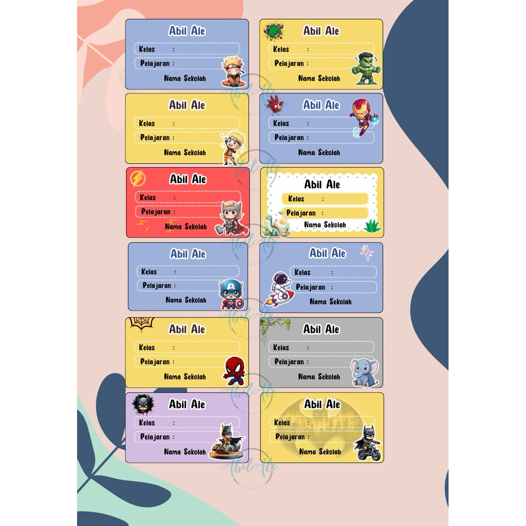 

Stiker Nama Custom Untuk Buku Pelajaran / Stiker Nama Lucu untuk Laki-Laki
