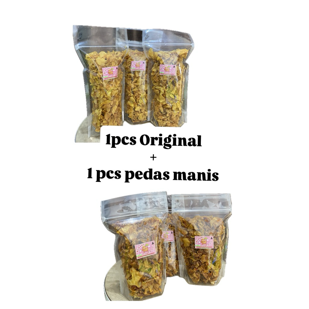 

2pcs (1 original +1 pedas manis) keripik rudang medan