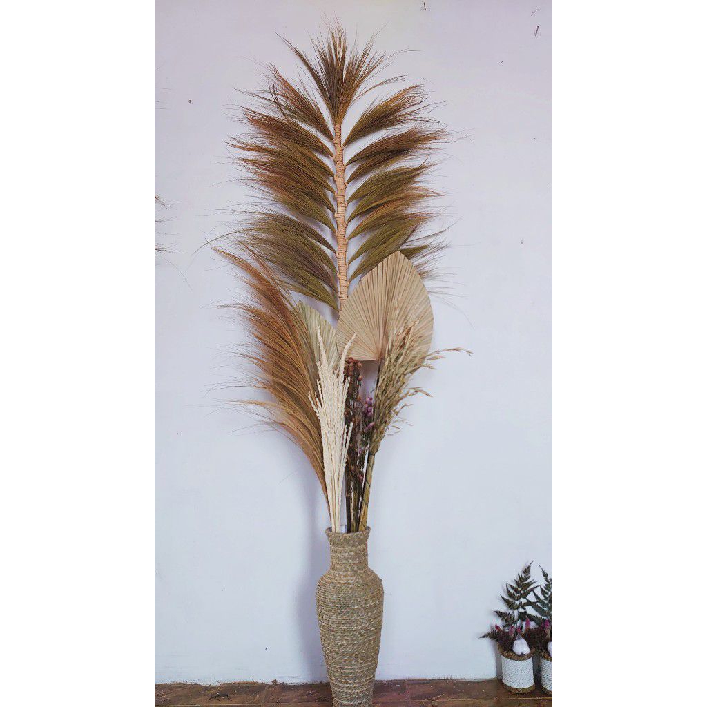 bunga kering+vas50 cm tinggi hiasan ruang tamu jumbo