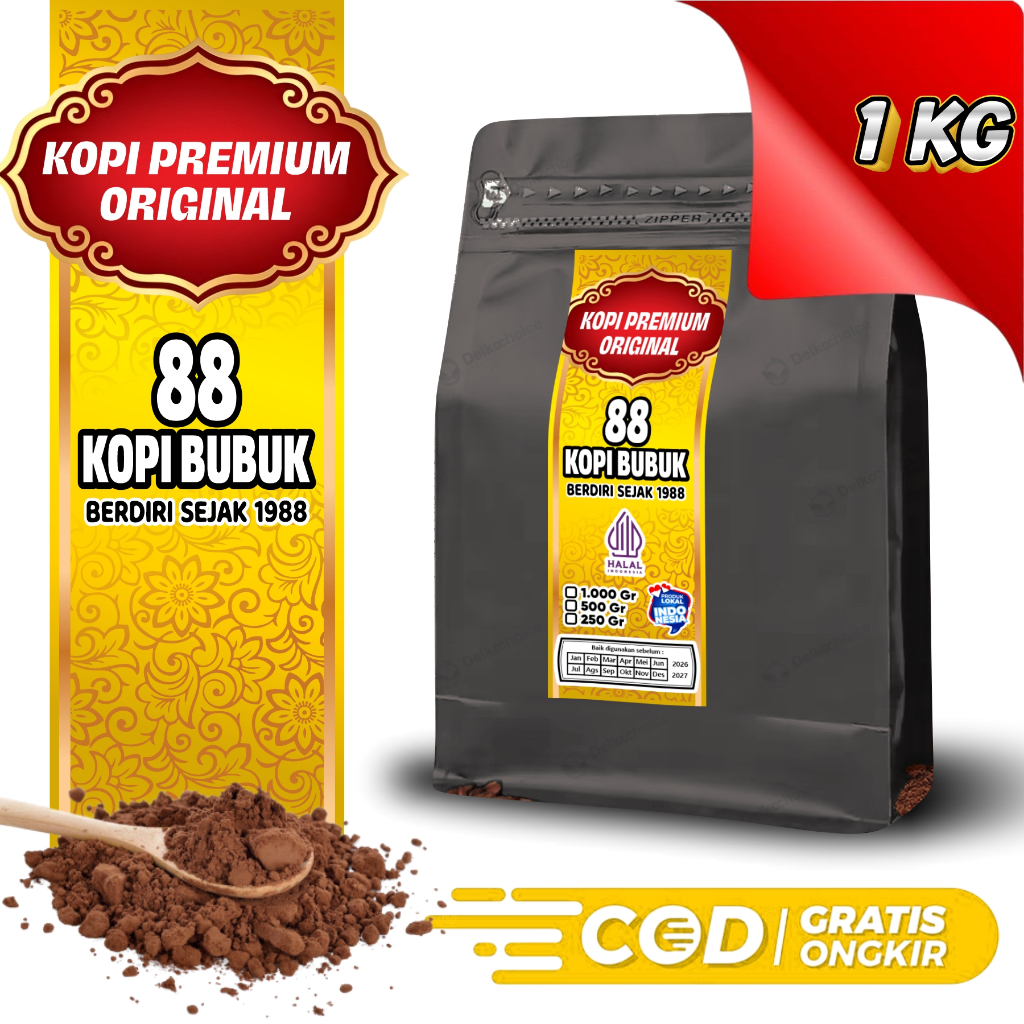

Kopi Bubuk 1kg Premium Original 100% Murni Tanpa Campuran Kwalitas Super Istimewa 88kopi