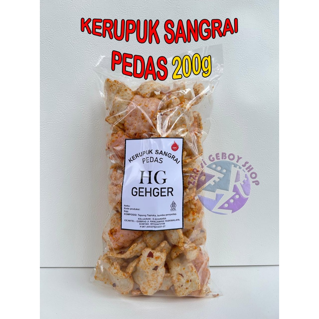 

HG Gehger Kerupuk Sangrai Pedas 200gr Camilan Snack Gurih Renyah Pasir Laut Makanan Jadul