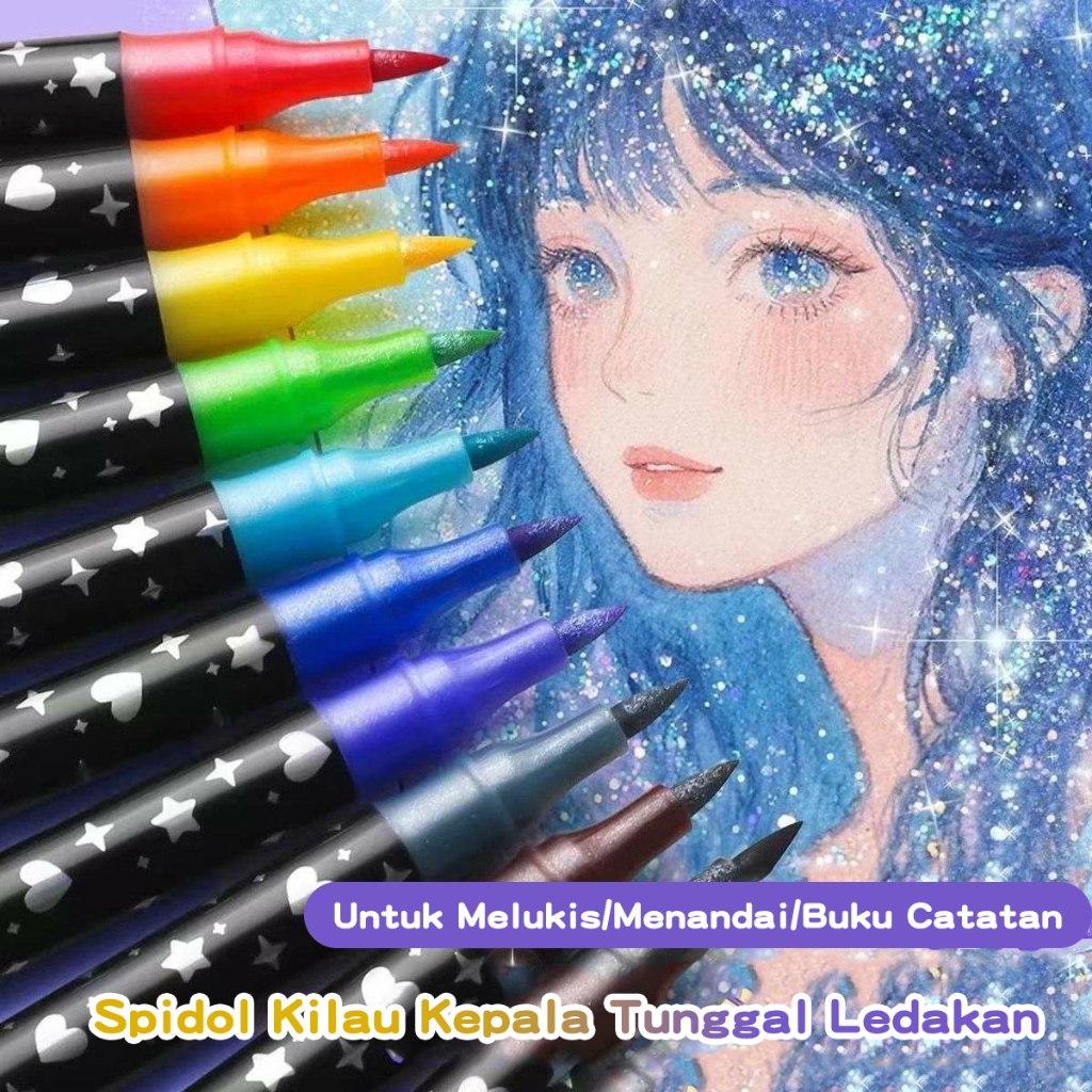 

SPIDOL GLITTER 2 WARNA - Glitter Marker Ujung Ganda Warna Cerah untuk Art -READY STOK