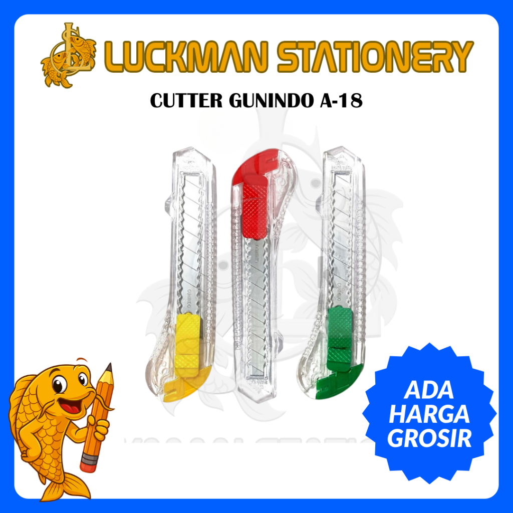 

LUCKMAN STATIONERY - GUNINDO CUTTER BESAR A-18 (18mm) Transparant / Cutter Gunindo A18