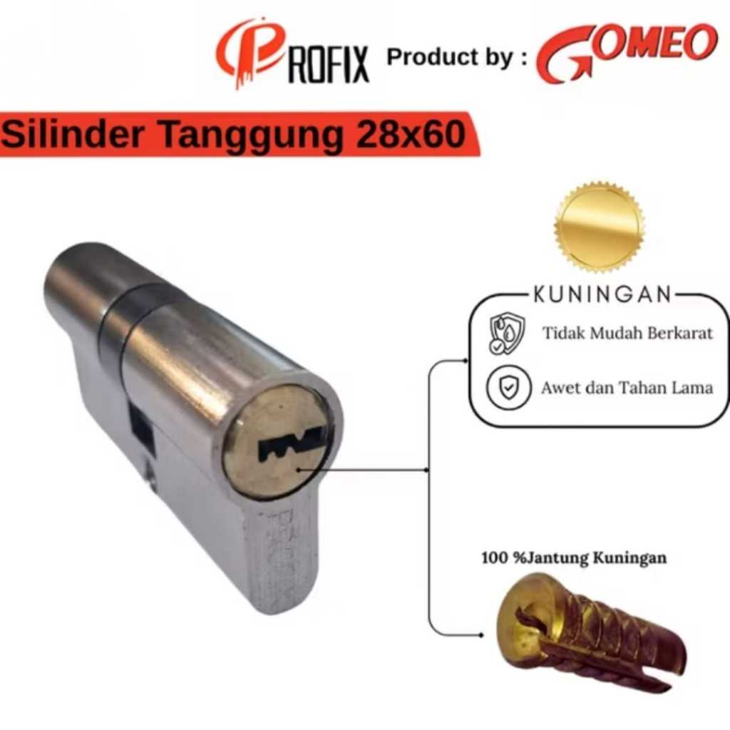 (SELUSIN) PROFIX Silinder Kunci Pintu Kecil Tanggung 3 Kunci Cadangan | 100% Jantung Kuningan