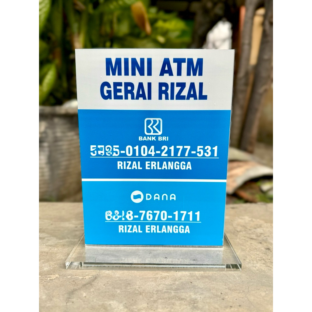 

AKRILIK MINI ATM UKURAN 15x20CM BISA CUSTOM REKENING DLL
