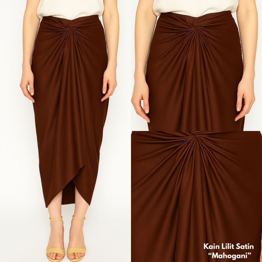 Kain Lilit Satin / Rok Lilit Satin Polos Warna Coklat Mahogani Bawahan Kebaya