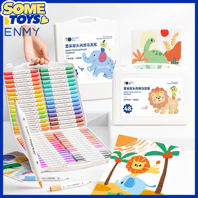 

SOME TOY ENMY Set 24/36/60 Spidol Akrilik Dual Tip Marker dengan Dual Tip Lunak dan Keras Bisa DIY Painting Spidol Pastel Pulpen Highlight Drawing Warna spidol warna warni COD