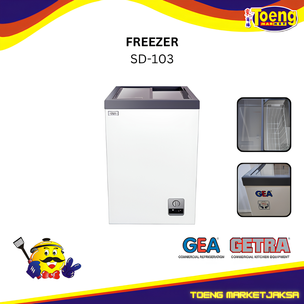 Freezer Rumahan - Freezer Tutup Sleding Kaca 103 Liter SD-103 Gea - SLIDING FLAT GLASS FREEZER SD-10