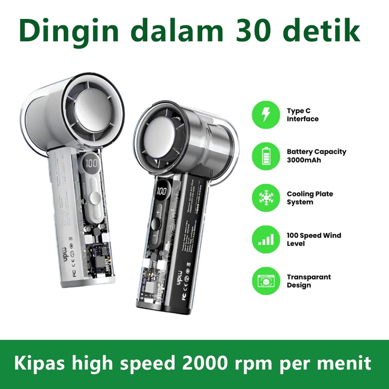 Gaya mecha yang keren Durasi siaga Mini Turbo Fan AC Portable Rechargeable 100 Gear LED Display Wind
