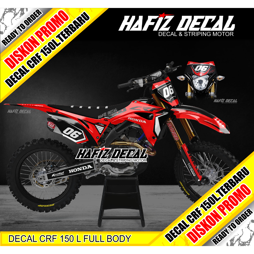 DECAL CRF MERAH, DECAL CRF 150 L FULL BODY, DECAL CRF 150 L FULL BODY MERAH, DECAL CRF