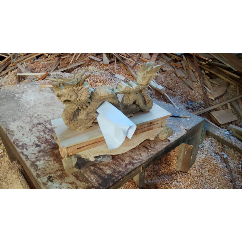 jagrak pedang termurah dari kayu jati ukir naga 3d  full  persis asli sangat detail mentahan