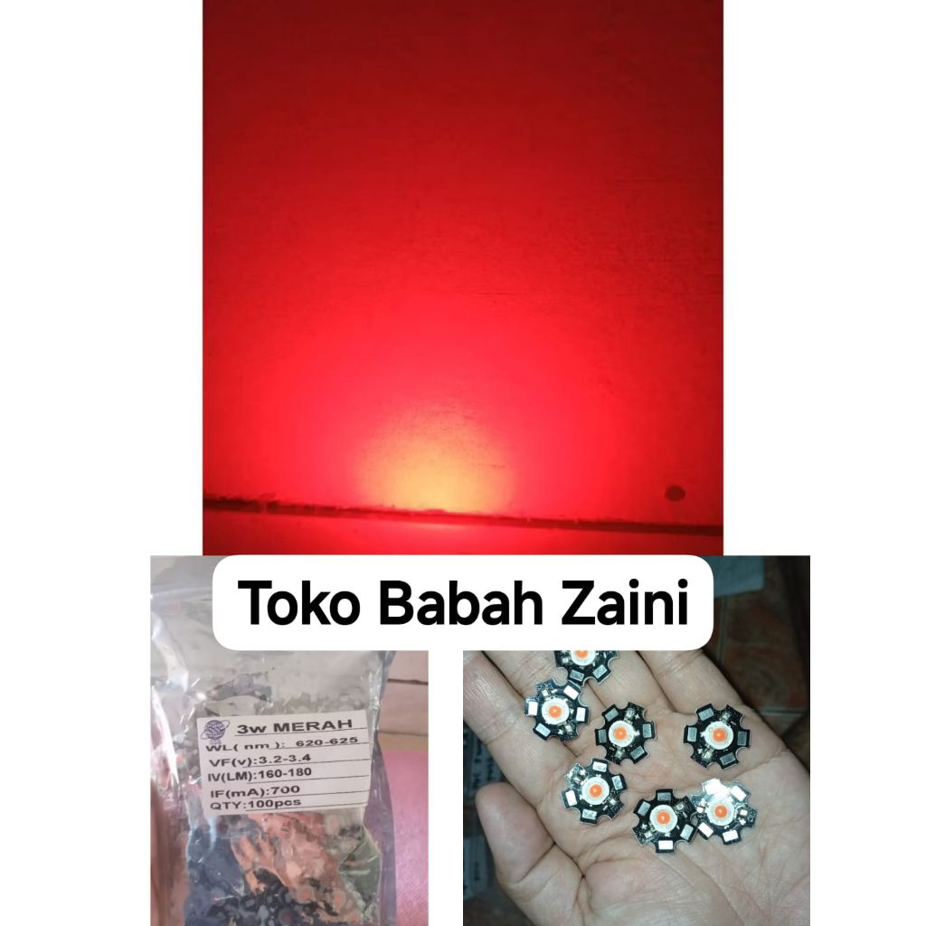 HPL 3W Merah + Pendingin High Power LED 3 Watt Heatsink Bintang