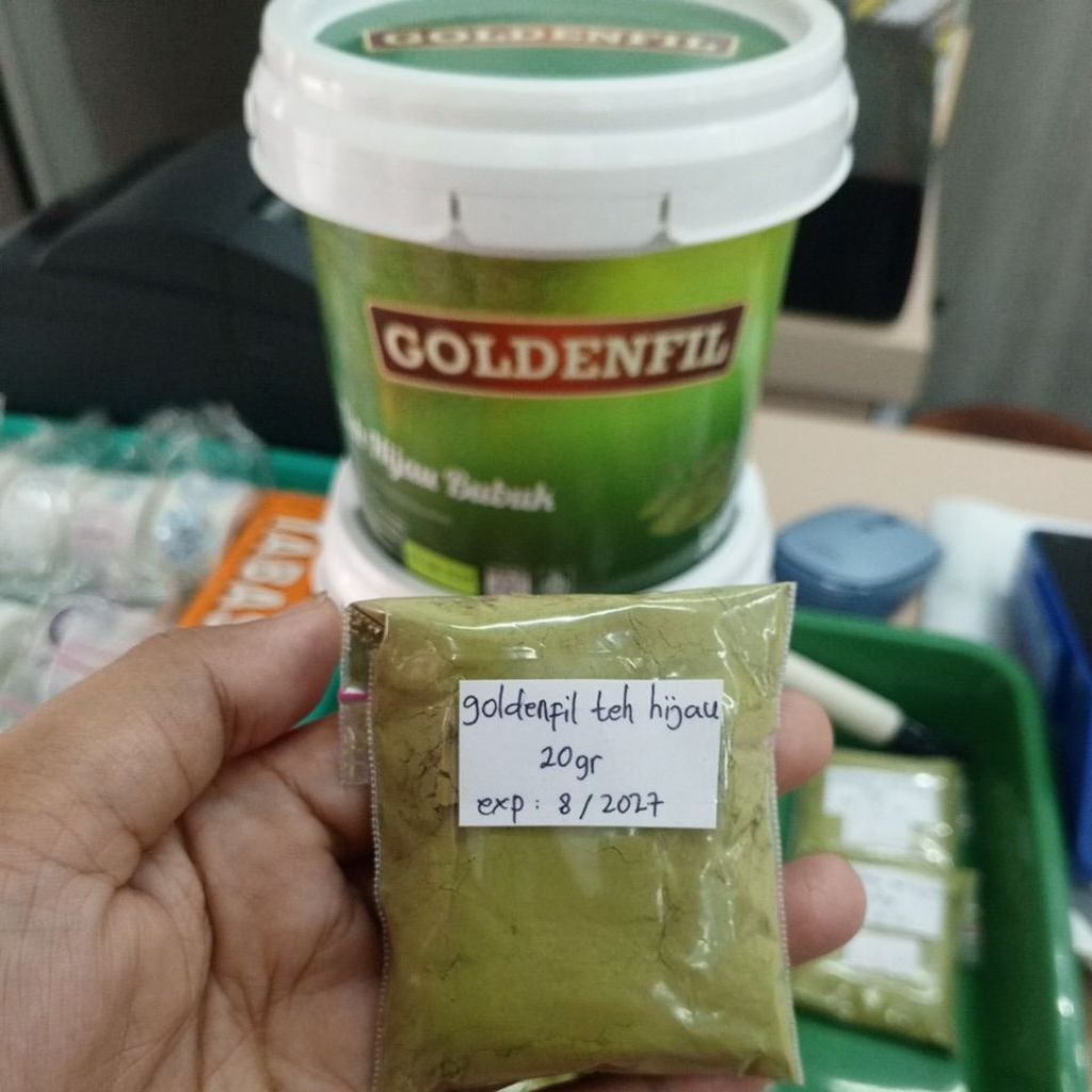 

Goldenfil teh hijau bubuk 20gr kemasan repack