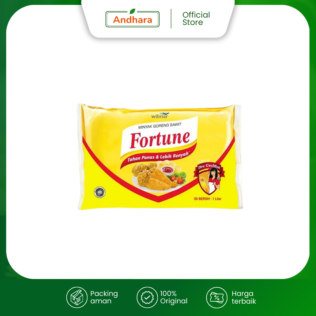 

Fortune Pillow 1 Liter - Minyak Goreng Kemasan Bantal - Minyak Sawit Bening Tahan Panas & Lebih Renyah - Ukuran 1L 1 L 1Liter