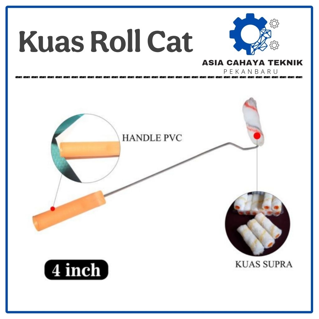 Kuas Roll 4 Inch Koas Cat Tembok Kuas Roll 4" / 10cm Cat Kecil Tembok Gagang