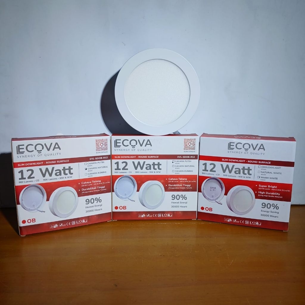 ECOVA DOWNLIGHT LED PANEL 12W OUTBOW OB BULET 3000k / 4000K / 6500K
