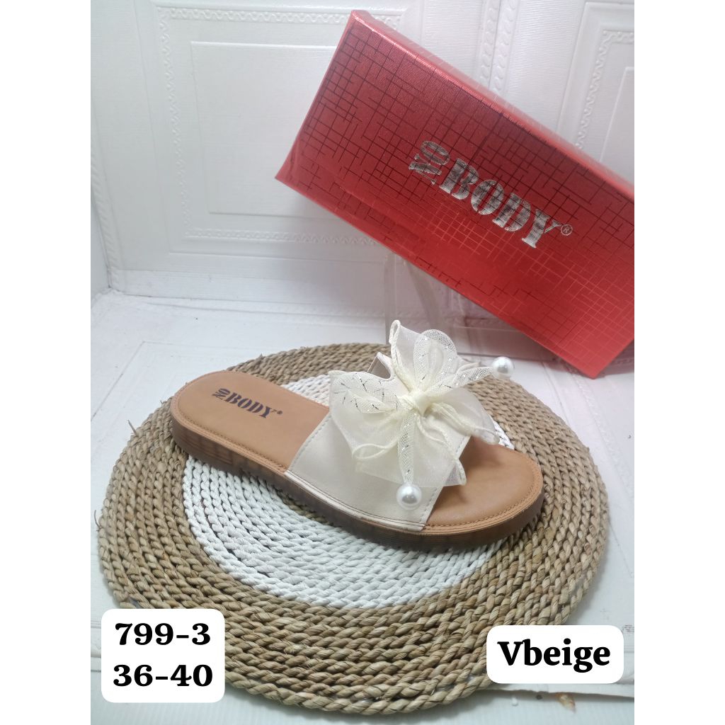 SANDAL FLAT IMPORT WANITA NO BODY 799-3