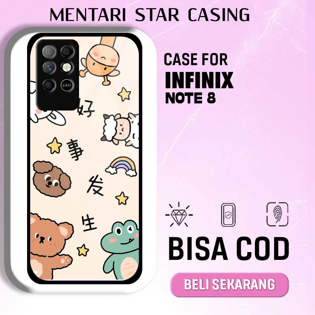 CASE INFINIX NOTE 8 - SOFTCASE PREMIUM MATE HARD CASE - CASE GLOSY HOLOGRAM MOTIF LUCU