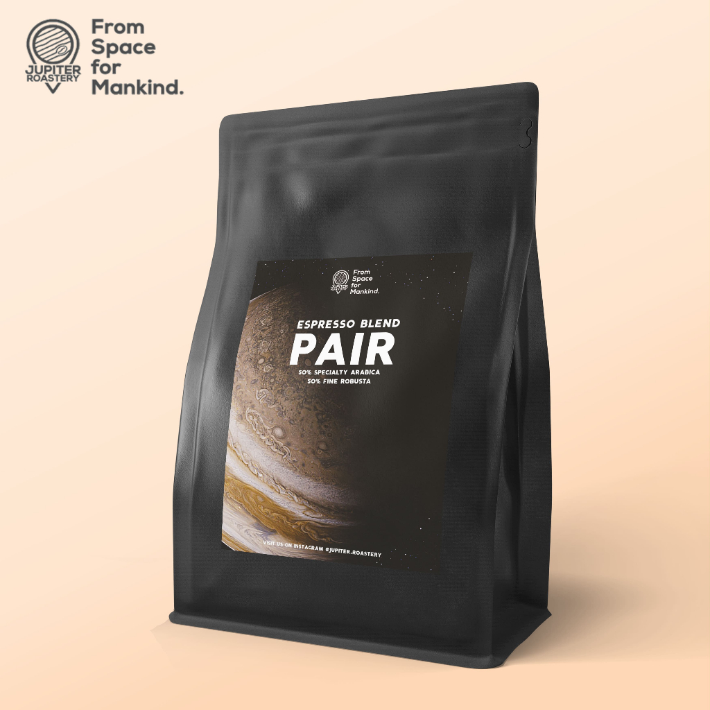 

Biji Kopi Blend Pair – Arabica Washed & Fine Robusta (50:50, West-Central Java & Tasikmalaya, Espresso Roast, Cupping 82-83) – 1 Kg