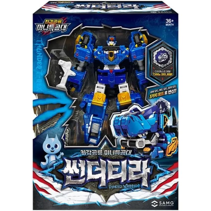 Mini Force Dinobot Warrior Transforming Robot Figure | 3 Modes with Accessories (Thunder Tira)
