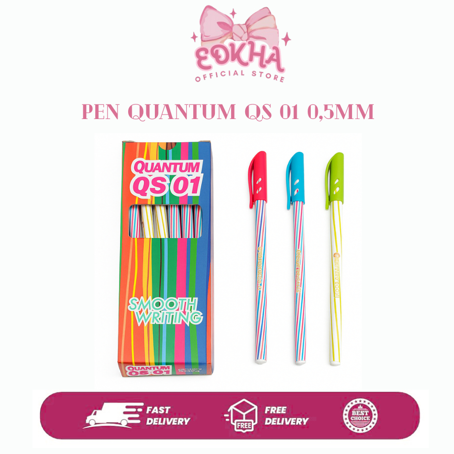 

EDKHA - Pen Quantum QS 01 0,5mm Pulpen Lilin Standard Bolpoin Hitam Pena Ballpoint Alat Tulis HARGA PER PCS