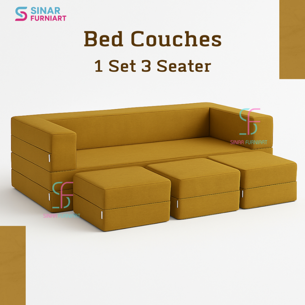 1Set - Sofa Lipat Anak Multifungsi Duduk & Tidur Guise Sofa Minimalis Panjang | Sofa Cafe Santai