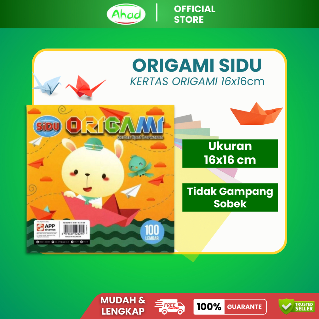 

Kertas Origami SIDU 16 X 16 CM Isi 100 Lembar | Kertas Lipat SIDU 10 Warna X 10 Lembar