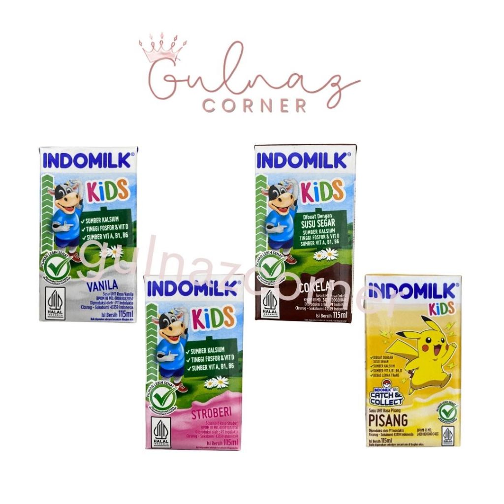 

INDOMILK KIDS SUSU UHT 115 ML | PISANG COKELAT STROBERI VANILA | INDOMILK Susu UHT 115ml - Susu UHT Instant Enak Praktis / Susu UHT