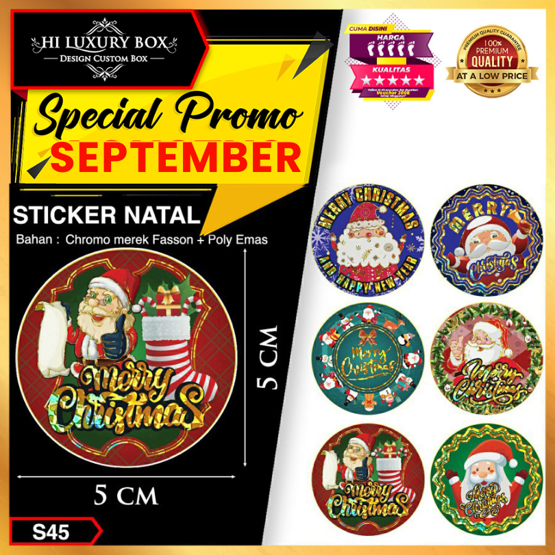 

sticker natal|sticker murah|sticker poly emas|S45