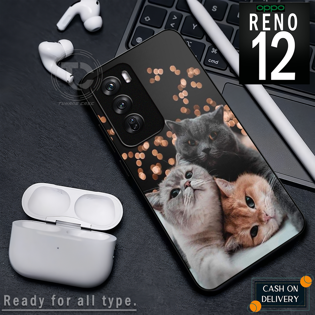 Case Handphone Motif Kucing Untuk oppo reno 12 8t 4g 8t 5g a3x/a3 nfc a17 a17k a3s a74 4g/reno 4f re