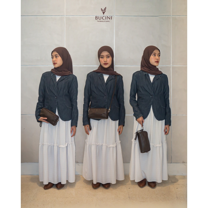 Leather Sling & Leather Pouch BUCINI Dara Modif I Tas Selempang dan Tas Tangan Kulit Wanita BUCINI D