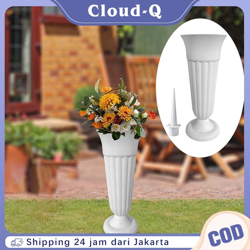 1set Vas Bunga Kuburan / Pot Bunga Plastik / Vas Plastik Putih / Vas Bunga Plastik Tinggi