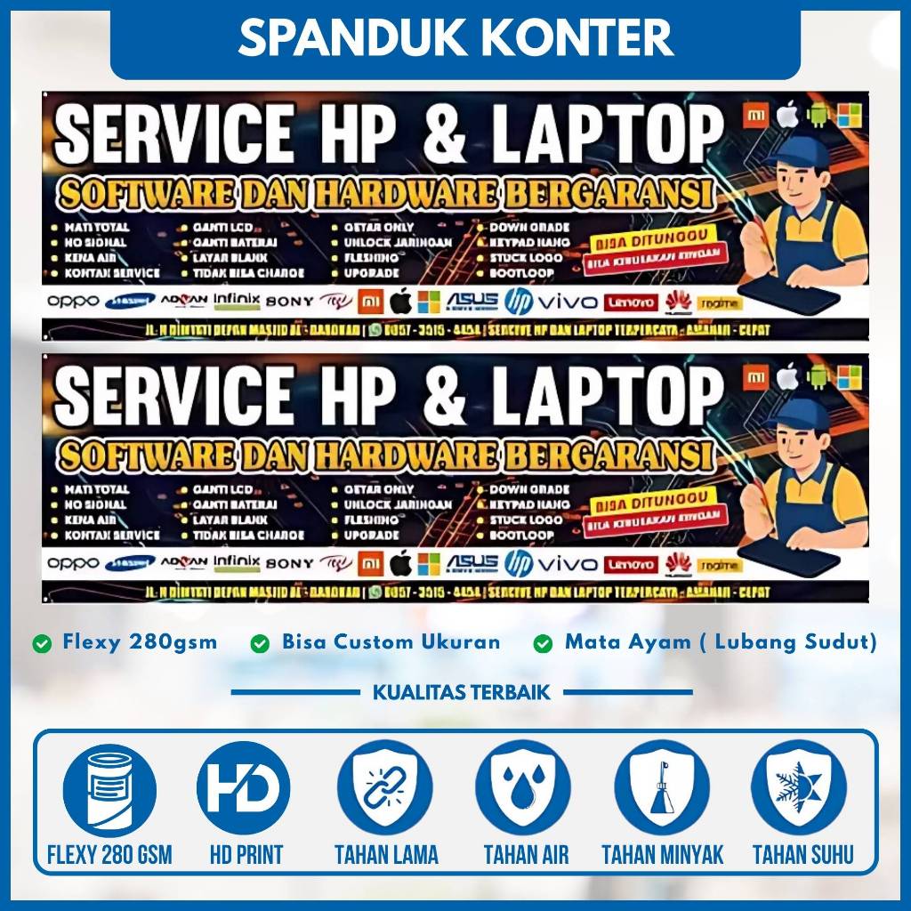 Spanduk Banner Konter HP/Spanduk Service HP/Banner Service HP
