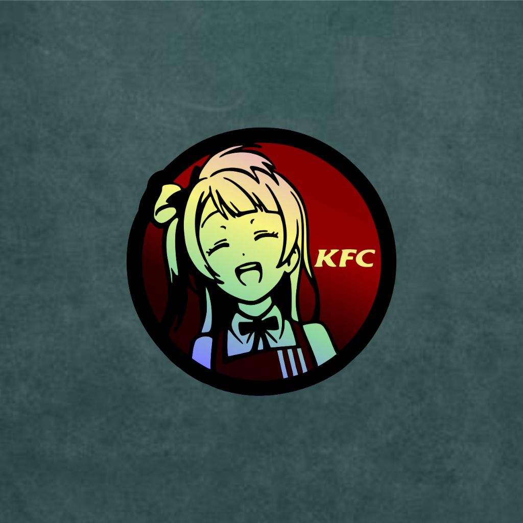 

Sticker Anime Hologram Logo KF*C Sticker case hp & laptop ukuran 5,5 cm