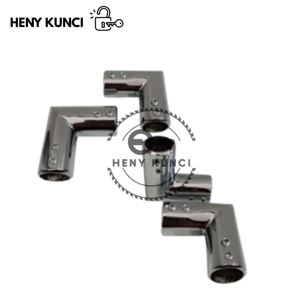 Glass Connector L Pipa ke Pipa Siku 90°Stainless