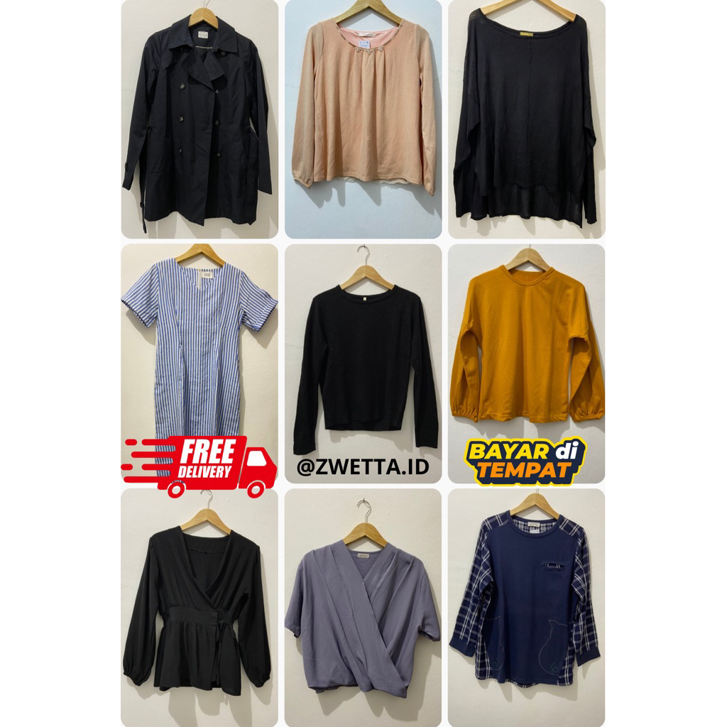 ATASAN BLOUSE DRESS TUNIK KAOS BLAZER BAJU WANITA KEKINIAN MODERN RAYON RAJUT KATUN SIFON POLOS MOTI