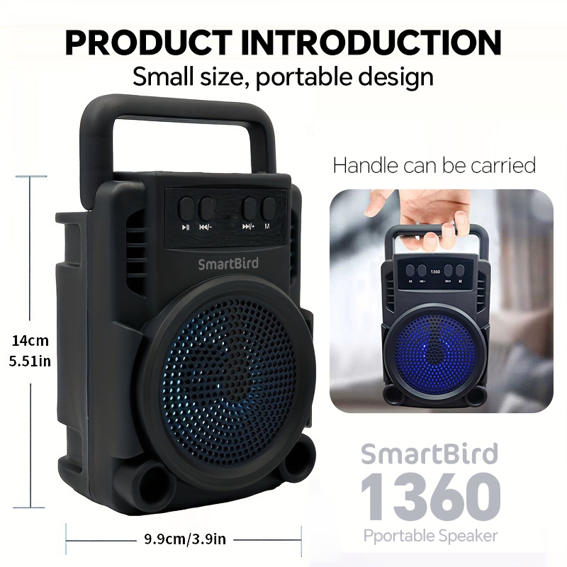 CUCI GUDANG SMARTBIRD SPEAKER 1360 PORTABLE WIRELESS BLUETOOTH BIG VOLUME SMALL RGB LIGHTING SPEAKER