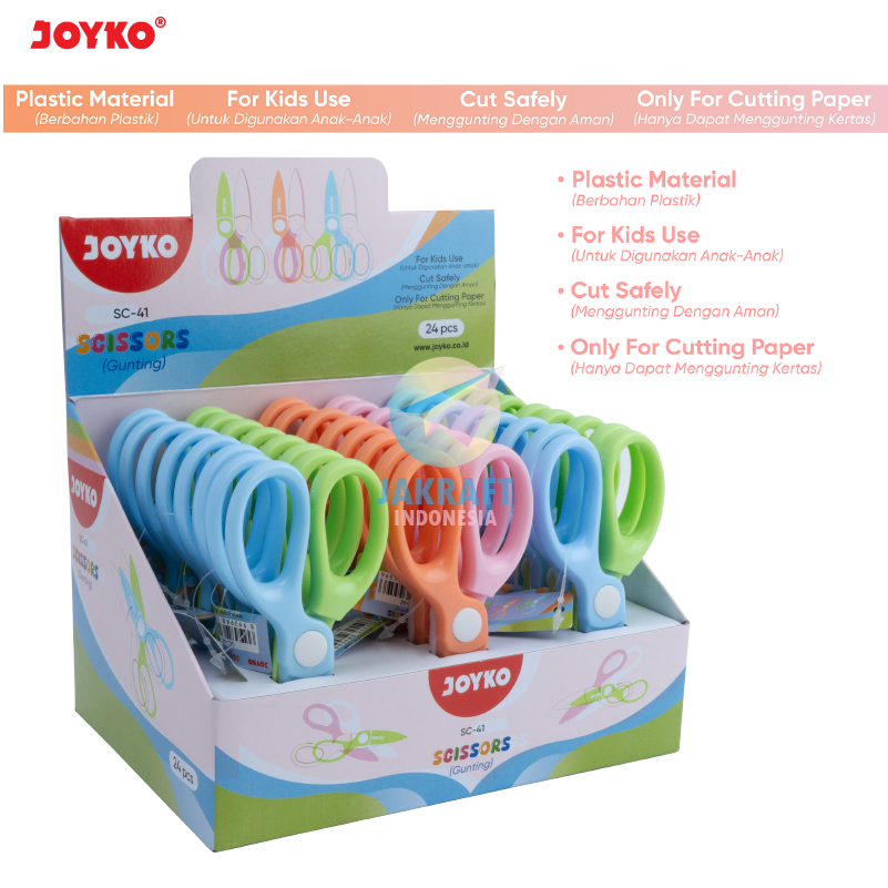 

(24 Pcs) GROSIR Gunting Kertas Anak Ujung Tumpul Kecil 12 Cm JOYKO SC-41 Plastik Plastic Tajam Aman Sekolah Paud Bimbel | BOX