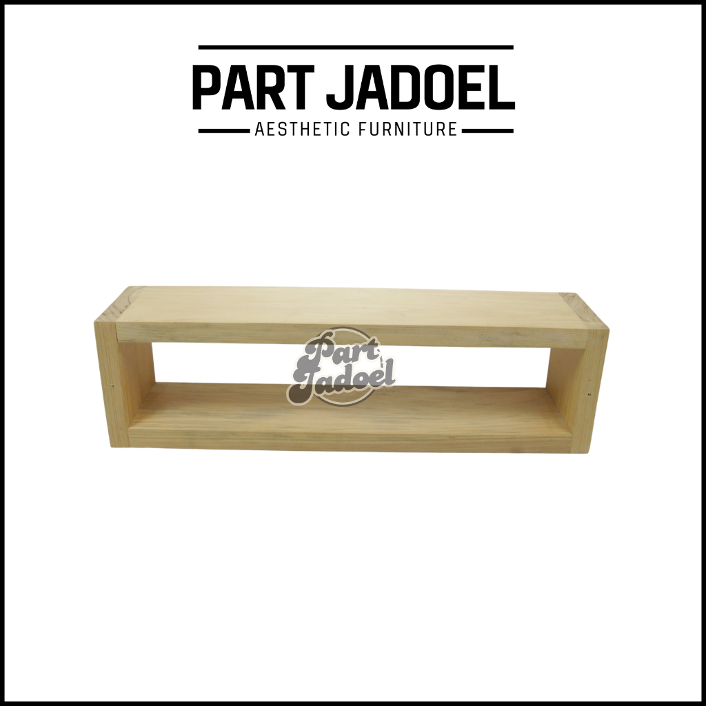 Rak Dinding Persegi Panjang Rak Ambalan Kayu Pinus Tempat Buku Bumbu Dapur Serbaguna