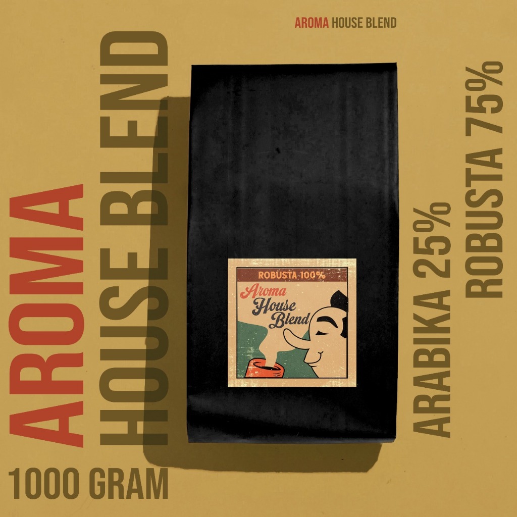 

Aroma House Blend – Kopi Arabika Robusta Premium 1kg | 25% Arabika 75% Robusta | Fresh Roast Strong & Manis